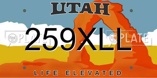 259XLL Utah License Plate
