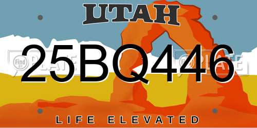 25BQ446 Utah License Plate