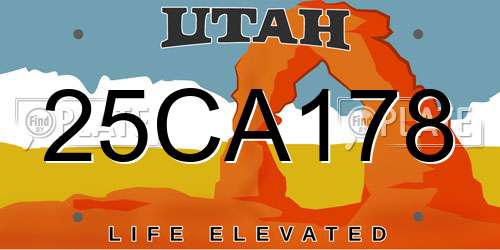 25CA178 Utah License Plate