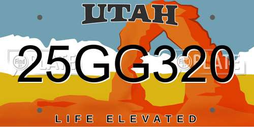 25GG320 Utah License Plate