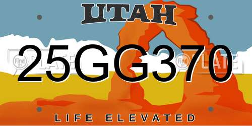 25GG370 Utah License Plate