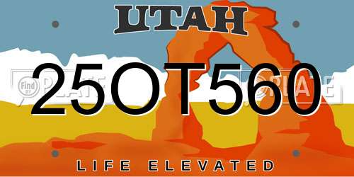 25OT560 Utah License Plate