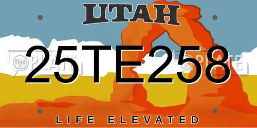 25TE258 Utah License Plate