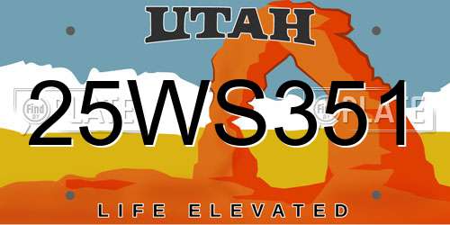 25WS351 Utah License Plate