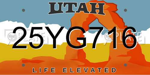 25YG716 Utah License Plate