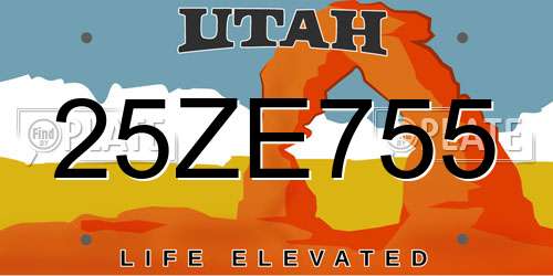 25ZE755 Utah License Plate