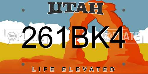 261BK4 Utah License Plate