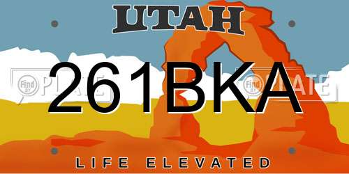 261BKA Utah License Plate