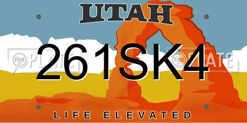 261SK4 Utah License Plate
