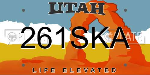 261SKA Utah License Plate