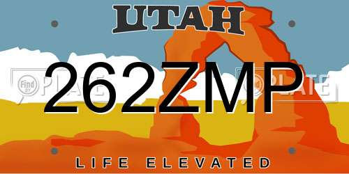 262ZMP Utah License Plate