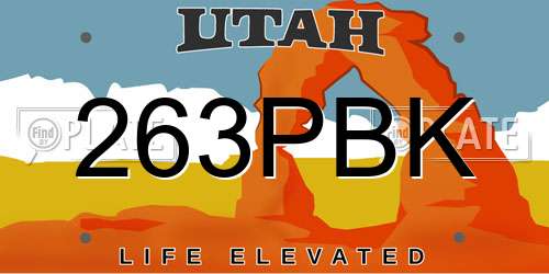 263PBK Utah License Plate