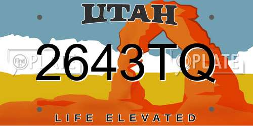 2643TQ Utah License Plate
