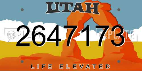 2647173 Utah License Plate