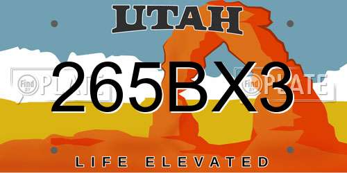 265BX3 Utah License Plate