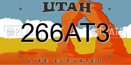 266AT3 Utah License Plate