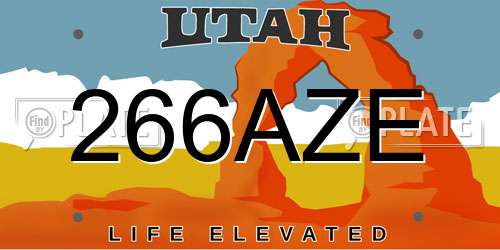 266AZE Utah License Plate