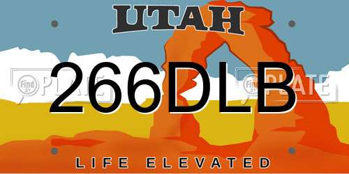 266DLB Utah License Plate