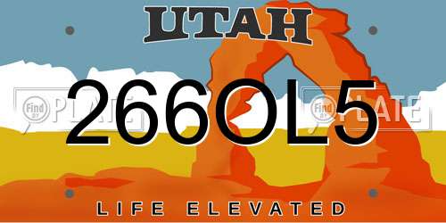 266OL5 Utah License Plate