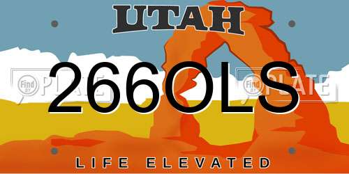 266OLS Utah License Plate
