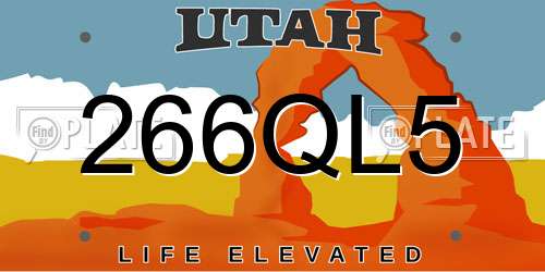 266QL5 Utah License Plate
