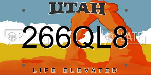 266QL8 Utah License Plate