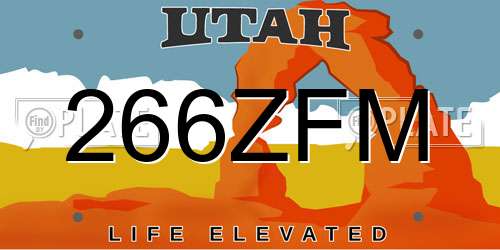 266ZFM Utah License Plate