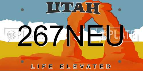 267NEU Utah License Plate