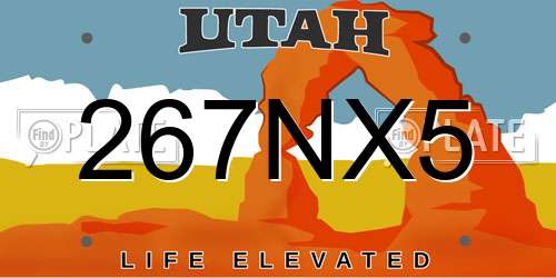 267NX5 Utah License Plate