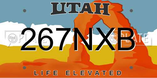 267NXB Utah License Plate