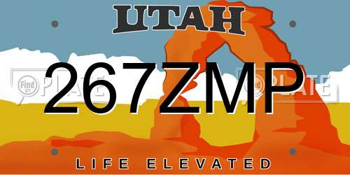 267ZMP Utah License Plate