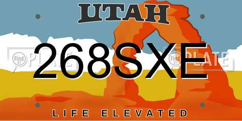 268SXE Utah License Plate