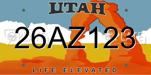 26AZ123 Utah License Plate
