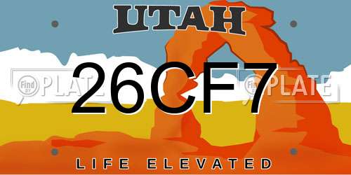 26CF7 Utah License Plate