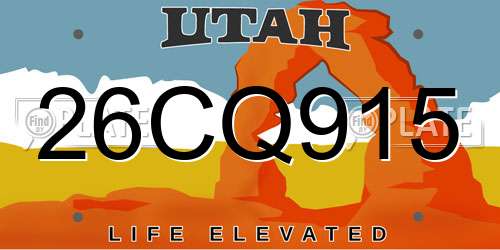 26CQ915 Utah License Plate
