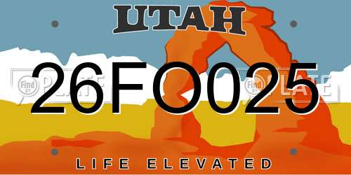 26FO025 Utah License Plate