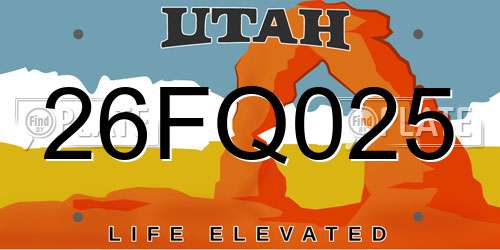 26FQ025 Utah License Plate