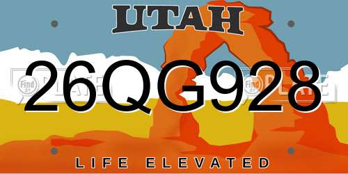 26QG928 Utah License Plate