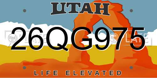26QG975 Utah License Plate