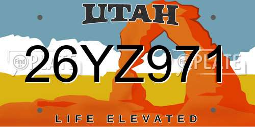 26YZ971 Utah License Plate