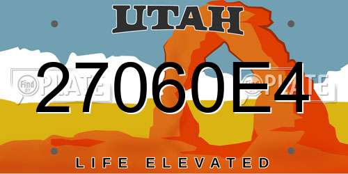 27060E4 Utah License Plate