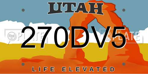 270DV5 Utah License Plate