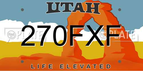 270FXF Utah License Plate