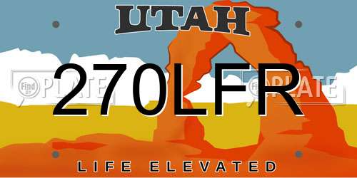 270LFR Utah License Plate