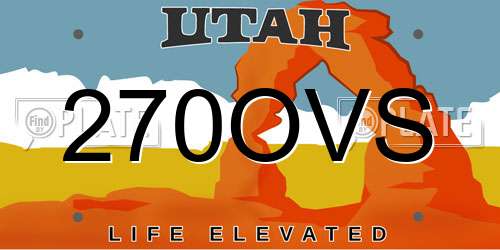 270OVS Utah License Plate