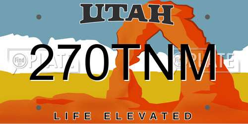 270TNM Utah License Plate