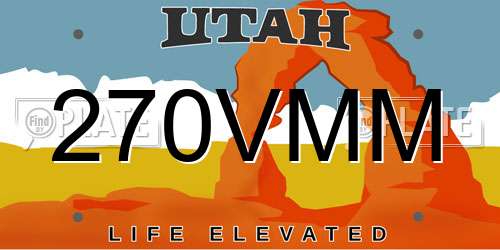 270VMM Utah License Plate