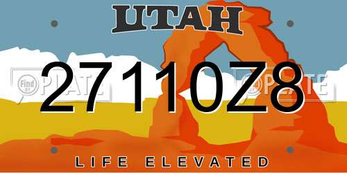 27110Z8 Utah License Plate