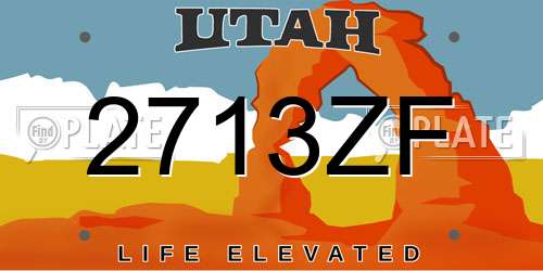 2713ZF Utah License Plate