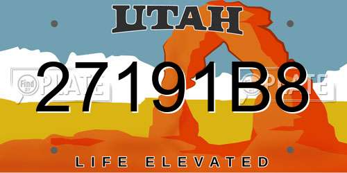 27191B8 Utah License Plate